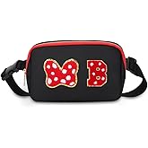 Initial Letter Mouse Bow Fanny Pack, Cute Christmas Birthday Gifts for Girl Daughter Women Waterproof Crossbody Bag for Girls, Personalized Belt Bag for Park Travel, B