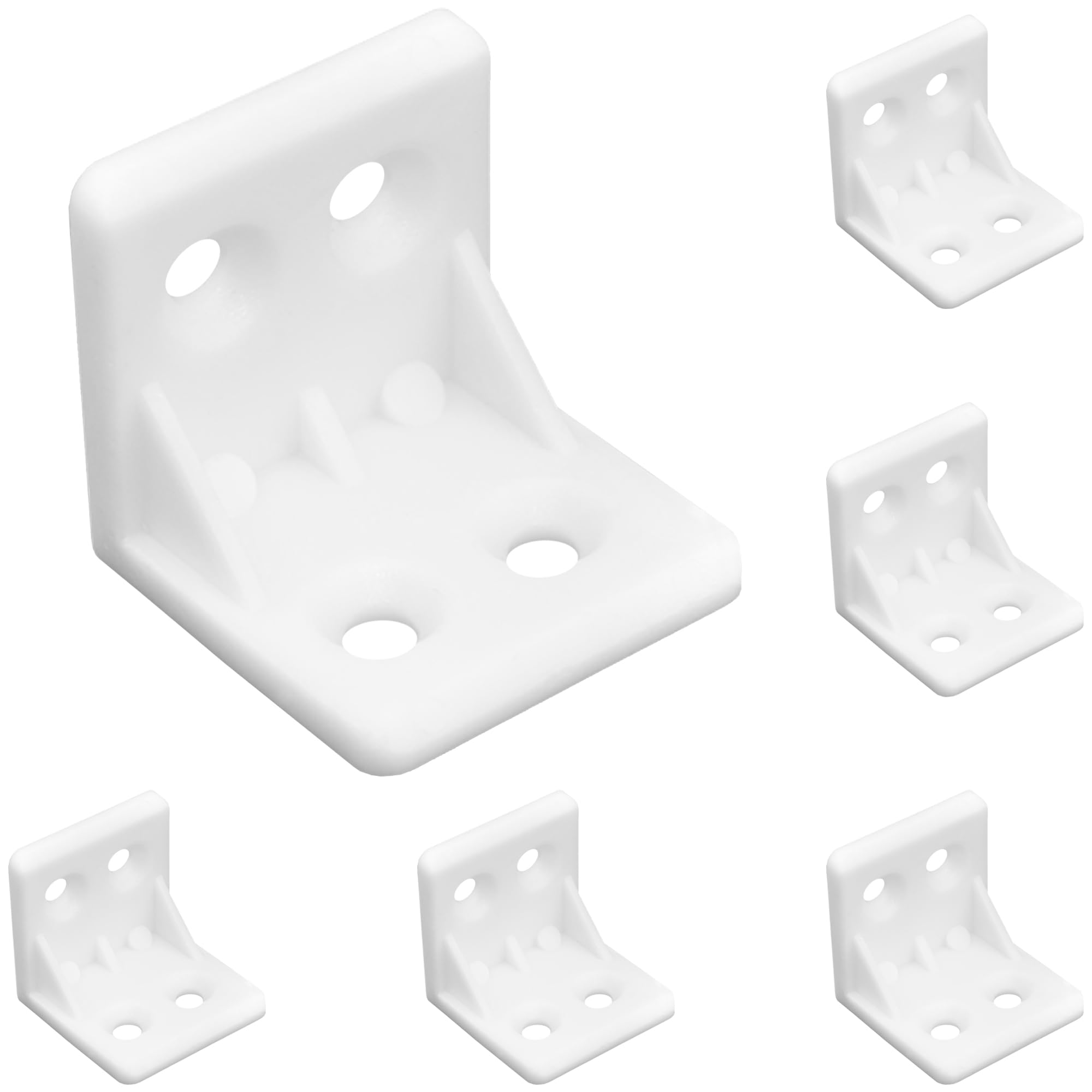 50 PCS White Plastic Corner Brackets, L Shape Right Angle Brackets