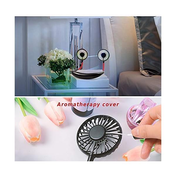 GOAMZ Lazy Neck Fan USB Portable Mini Wearable Neckband Fan with Led Light Dual Neck Flexible for Face,Aromatherapy for…