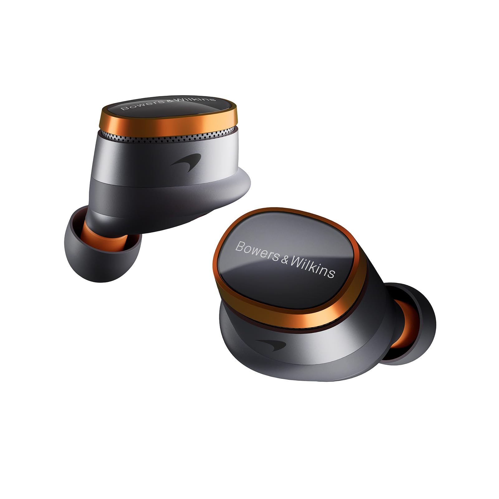 Bowers & Wilkins Pi8 McLaren Edition Wireless Earbuds, in-Ear Bluetooth Earphones with Qualcomm Chipset & aptX Lossless, Active Noise Cancelling Earbuds, 3 Built-in Mics, 15-Min Quick Charging