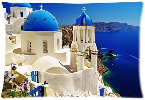 Custom Queen Size Bed Pillowcase DIY Fashion classic POP Greece santorini oia Pillowcases Pillowslips Roomy in Size 20" x 30" Inch Pillow slip Bed Pillowcases Pillow cases