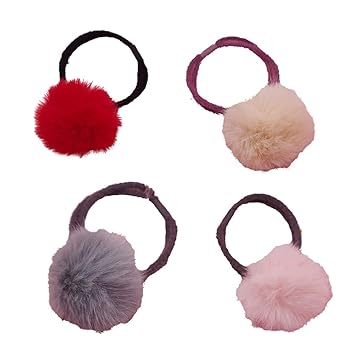 Lurrose 4pcs Elastic Hair Ties Adorable Plush Balls Hair Ring Soft
