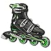Roller Derby Boy's V-Tech 500 Button Adjustable Inline Skate, Black/Green, Size 6-9