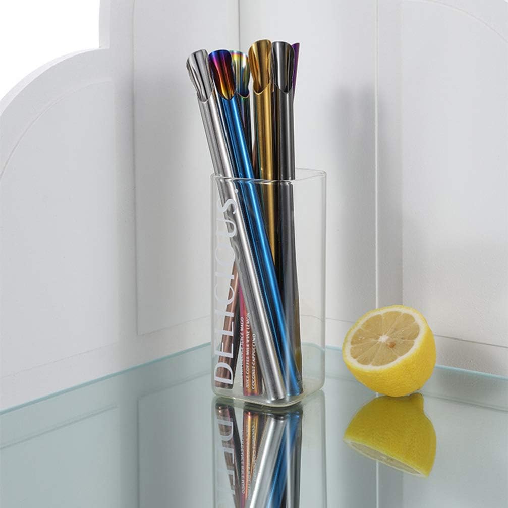HEMOTON 4pcs Stainless Steel Bubble Tea Straws Reusable Straw Stirrer for Milk Tea Smoothies - Image 5