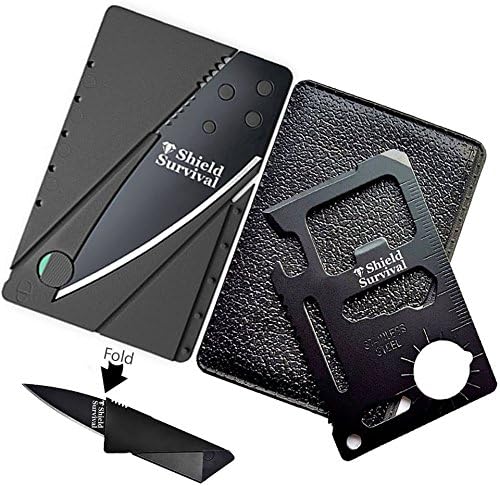 Gifts for Him (2 Items Gadget Set) Credit Card Size Multitool and Folding Knife Presents for Men Boyfriend Husband Father (Black 2 item)