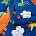 LIFEREVO Cotton Baby Toddler Blanket Spring Summer Quilt Fancy Cartoon Print Lightweight 43 x 60 Inch Blue Dinosaur