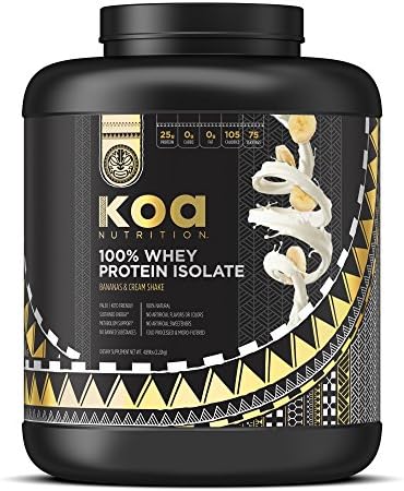 100% All Natural Whey Protein Isolate by Koa Nutrition | Performance Driven, Pure Protein Isolate with BCAAs and No Artificial Flavors or Sweeteners - Bananas &amp; Cream - 4.89lb Tub