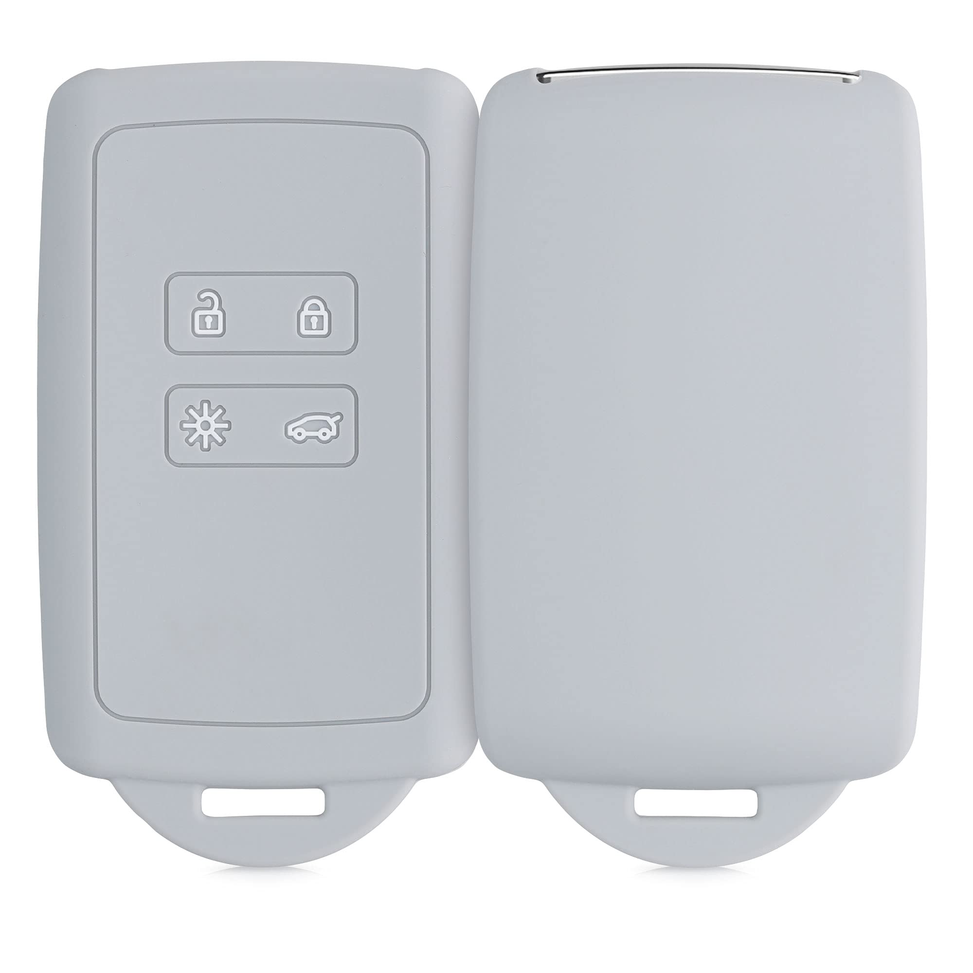 kwmobile Car Key Accessory Compatible with Renault Smart Key 4-Button (Keyless Go Only) – Soft Silicone Case with Key Fob Tip – Light Grey