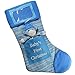 Babys First Christmas Stocking; Baby Boy Stocking with removable Soft Toy; With Picture Frame - Personalize it with baby's picture! (Blue)