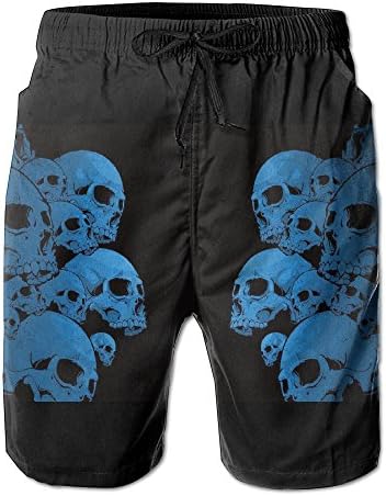 2017 Newest Men's Blue Trippy Skull Quick Dry Beach Board Shorts