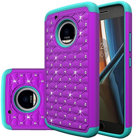 Moto G5 Plus Case, Eflistone [Shock Absorption] Drop Protection Hybrid Dual Layer Armor Defender Protective Case Cover for for Motorola Moto G5 Plus (Purple/Teal)