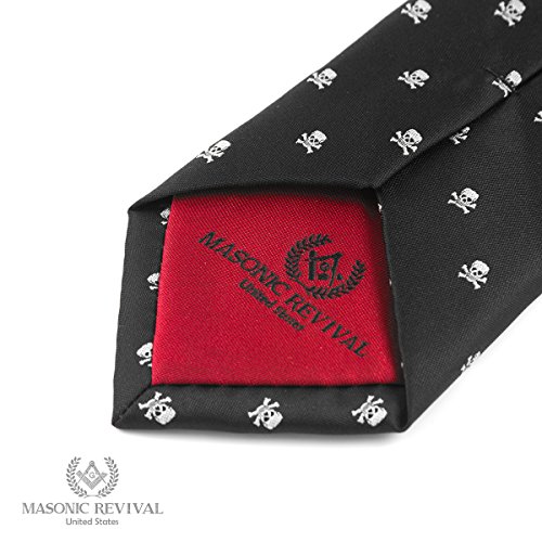 Memento Mori Necktie by Masonic Revival (Skull and Bones Width: 2.5" Slim)