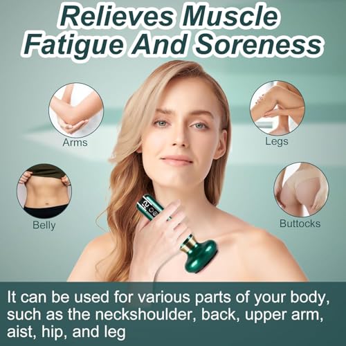 Handheld Cellulite Massager,Portable Smart Cupping Therapy Massager,Rechargeable & Cordless Electric Cupping Therapy Set with Heating,Relieves Muscle Neck Shoulder Back Aches(Green)
