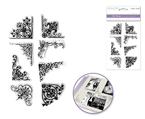 Forever in Time Clear Cling Rubber Stamp Floral Swirl Border Corners Set
