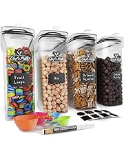 Cereal Containers Storage Set, Airtight Food Storage Containers, Kitchen & Pantry Organization, 8 Labels, Spoon Set & Pen, Great for Flour - BPA-Free Dispenser Keepers (135.2oz) - Chef’s Path (4)