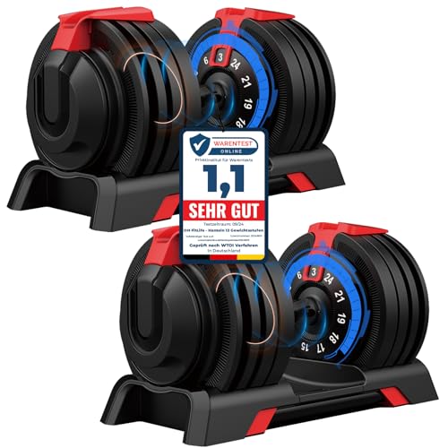 DH FitLife 24kg verstellbare Hanteln Set, 12 Stufen, Kurzhanteln 12-in-1
