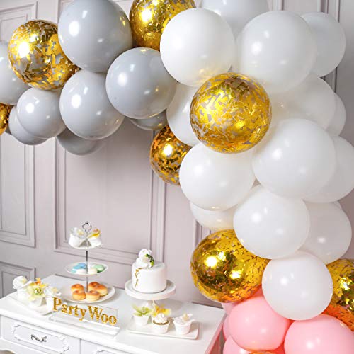 Partywoo Pink And Gray Balloons 70 Pcs 12 Inch Gray Balloons