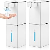 2 Pack 13.5oz/400ml Automatic Soap Dispenser Touchless Foaming Soap Dispenser Waterproof 4-Level Adjustable USB Rechargeable Dispenser Electric Wall Mounted for Bathroom Kitchen Dish Hand Soap