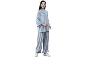 KSUA Women Tai Chi Uniform Cotton Kung Fu Uniform Chinese Style Zen Meditation Casual Long Sleeve Morning Excerises Outfit