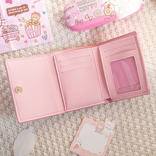 oneZHI Cartoon Wallet For Girls Women Cute Kawaii Anime Kitty Melody Pu Slim Thin Short