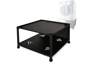 CMXIKJ Washing Machine Pedestal, Adjustable Height Metal Sheet Base with Storage Shelf, Universal Fit Pedestals for Washers and Dryers, 28 x 28 x 14.5 Inch （Black）