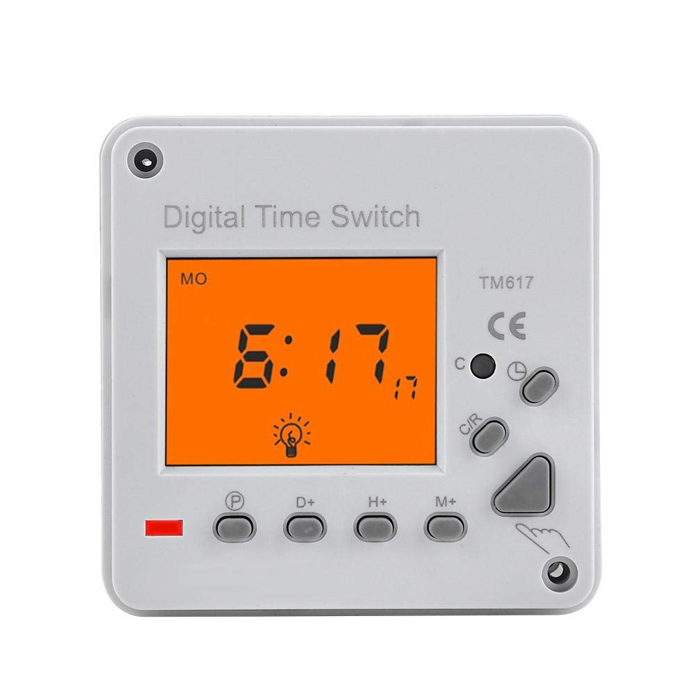 Mavis Laven Programmable Switch Timer - Digital Electric Smart Control with Backlight Display (220VAC TM617-2) - Black, White