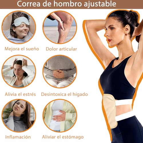 5Pcs Paquete Aceite Ricino Orgánico Reutilizable, Kit de Paquete de Aceite de Ricino, con Correa Elástica Ajustable, para Desintoxicación Hepática, Ayuda al Sueño, Estreñimiento.