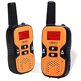UOKOO Kids Walkie Talkies, 22 Channel FRS/GMRS 2 Way Radio 2 miles (up to 3.7 Miles) UHF Handheld Walkie Talkies for Kids (1 Pair) Orange