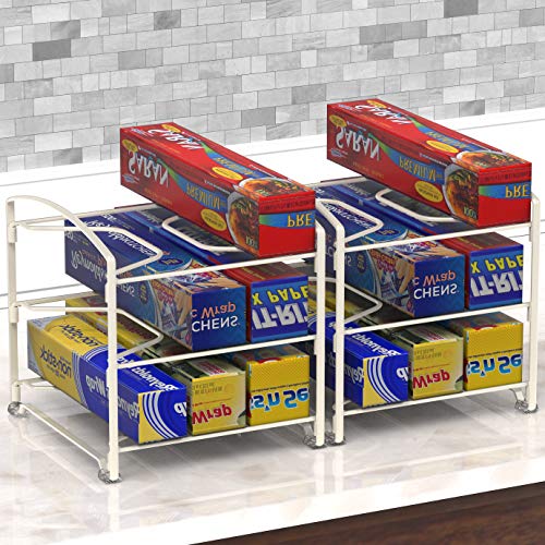 Simple Houseware Kitchen Box Organizer Wrap Rack Foil Holder, White