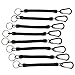 Shelure Black Fishing Lanyard Accessories Plastic Retractable Coiled Tether with Carabiner for Pliers Lip Grips Tackle Fish Tools (Pack of 8)