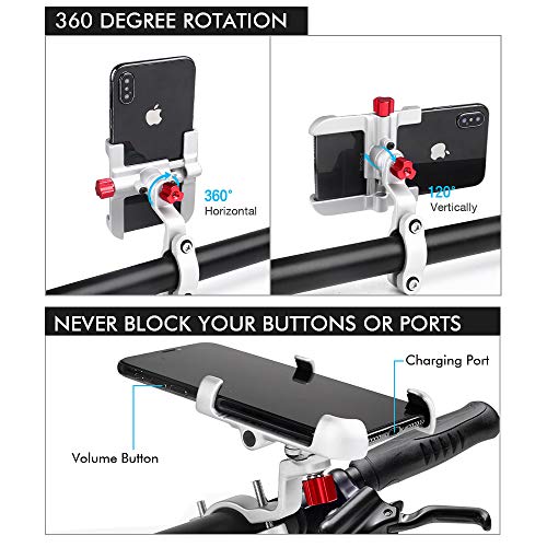 HOMEASY Universal Bike Phone Mount, Motorcycle Handlebar Cellphone Bicycle Holder Sliver Adjustable, Fits iPhone Xs|XS Max, XR, X, Galaxy S9, Holds Phones from 3.5-7" Wide (Updated Version)