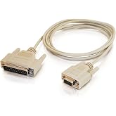 C2G 03019 DB25 Male to DB9 Female Serial RS232 Null Modem Cable, Beige (6 Feet, 1.82 Meters)