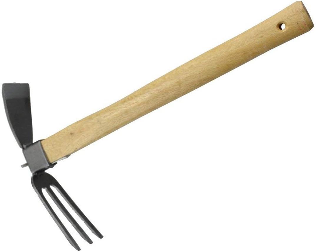 JYT-TOOLS Garden Tool Gardening Digging Hoe Dual-use Hoe and Rake 2 in 1 Carbon Steel Head Wooden Handle Durable Thick Vegetable Flower Planting Digging Gadget : Garden & Outdoor
