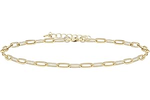 PAVOI 14K Gold Plated Link Chain Anklets for Women | Anklets with Cubic Zirconia Station Charms Beaded Snake Mariner Chains
