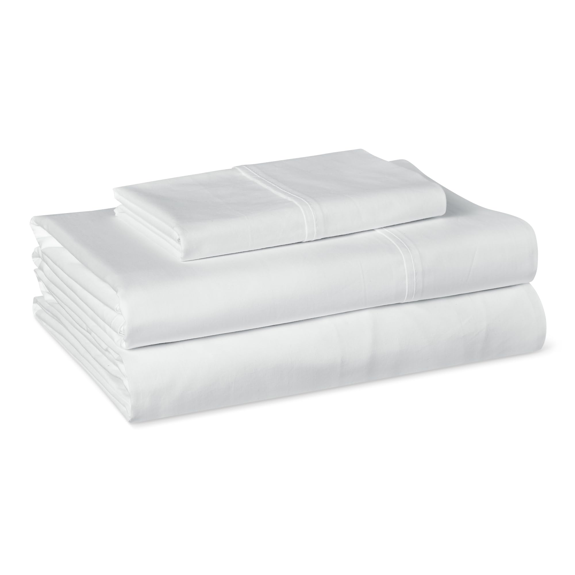 Photo 1 of Amazon Basics Organic Cotton Sheet Set with 1-Piece Pillowcase, White, Twin