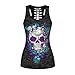 Women Butterfly Skull Shirt , Women Hollow Out Top , ONEMORES Women Summer Sleeveless Tank tops Loose Cotton Blouse