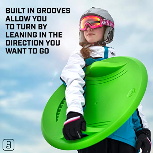 Gizmo Riders Supernova - New Age Disc Sled with Integrated Lean Back Brake with Raised Safety Handles for Maximum Steering Control, Holds 200lbs, Ages 3 and Up (Mystic Green, 24 Inch) - Thumbnail 4