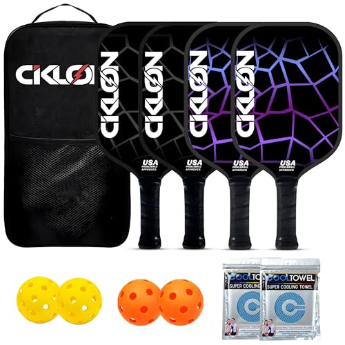 Ciklon | Palas de Pickleball | Juego de Paletas de Pickleball | Set de Raquetas Pickleball | Fibra de Vidrio y Núcleo de Nido de Abeja Polipropileno (PPL) | USAPA | Pack Esenciales