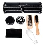 TARTINY Shoes Polish Kit-9Pcs Shoe Shine Care kit Neutral with Elegant PU Leather Compact Case