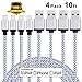 iPhone Charger, EverDigi 4Pack 10FT Premium Lightning to USB Cable 8 Pin Nylon Braided Charging Cable Cord for iPhone 7/7 Plus/6/6s/6 plus/6s plus/iPhone 5/5s/5c/SE/iPad/iPod and More(white)