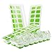 COZYSWAN Silicone Ice Cube Trays, 14 Ice Cubes Molds Easy Release (Pack of 4) with Clear Removable Cover - Spill-Resistant Lid Included