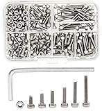QTEATAK 300 Pcs M3 Stainless Steel Hex Socket Head Cap Screws Nuts Assortment Kit, Allen Wrench Drive, Precise Metric Bolts and Nuts Set for 3D Printed Project