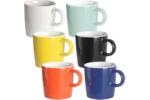homEdge Mini Procelain Espresso Cup, 4 Ounces / 120 ml Tiny Coffee Mugs Demitasse for Espresso, Tea- Set of 6, Assorted Color