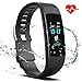 Saikee Fitness Tracker, Activity Tracker Watch with Heart Rate Monitor, Sleep Monitor, Step Counter Fitness Watch IP67 Waterproof Pedometer, Compatible with iPhone & Android (Black)
