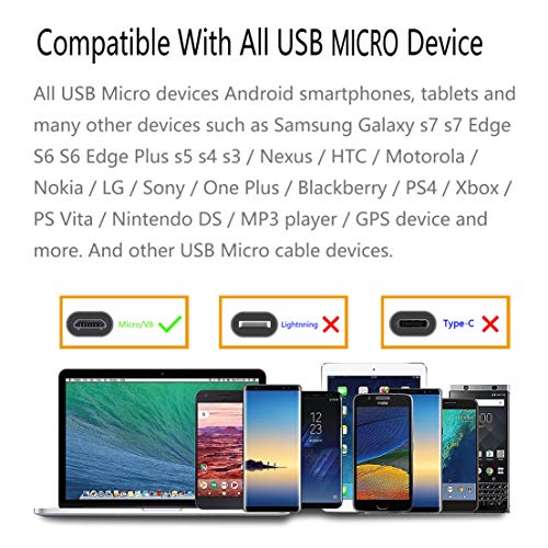 Android Charger Cable XnewCable High Speed Cell Phone Charger 7FT 3PACK Micro USB Cable Multi-Colors Nylon Braided Fast Charging Cord Compatible Android Samsung HTC LG Nexus Kindle (White+Gray+Black)