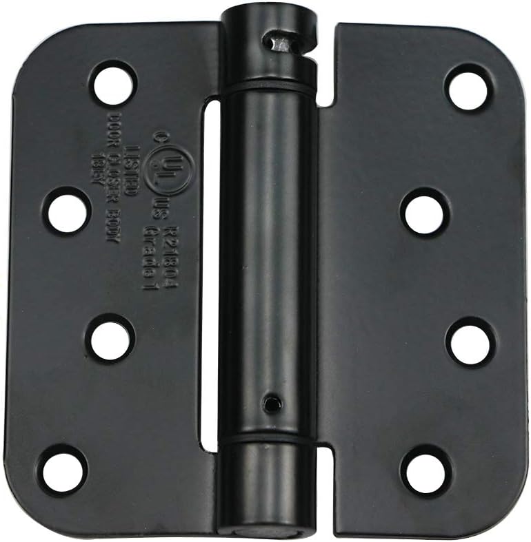 Omar Hardware CNYFHG 4"X4" Adjustable Spring Hinges with 5/8" Radius Corner, Black(US1),Pack 1 Hinge.