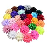 SuZhi 30 Pieces Different Colors Handmade Chiffon Flowers for DIY Headbands Girl Flower Accessories Baby Flower Headband (Multi)