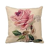 Pink Vintage Rose Throw Pillow Case Personalized Home Decor Cushion Cover Pillowcase 18x18 Twin Sides by Piillow