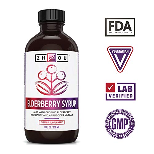 Zhou Nutrition Elderberry Syrup, Immune System Booster with Organic