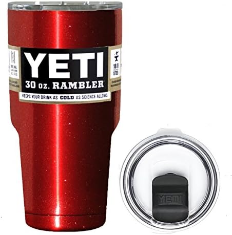 YETI Coolers 30 Ounce (30oz) (30 oz) Custom Rambler Tumbler Cup Mug Bundle with New Magslider Lid (Candy Metallic Red)